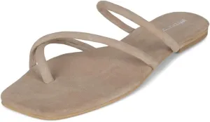 Jeffrey Campbell Rania Natural Suede Flip Flop Open Toe Strappy Flat Sandals