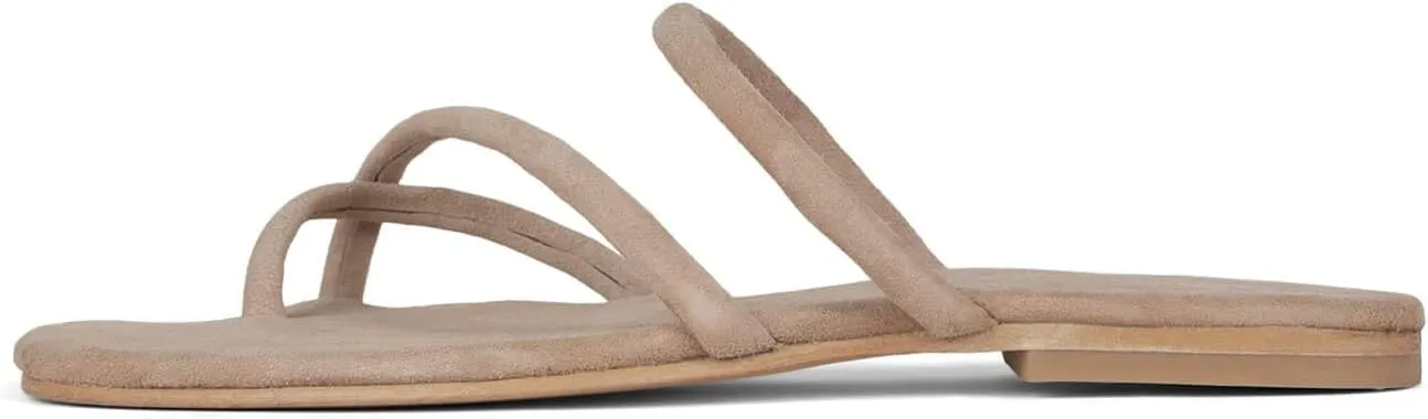 Jeffrey Campbell Rania Natural Suede Flip Flop Open Toe Strappy Flat Sandals