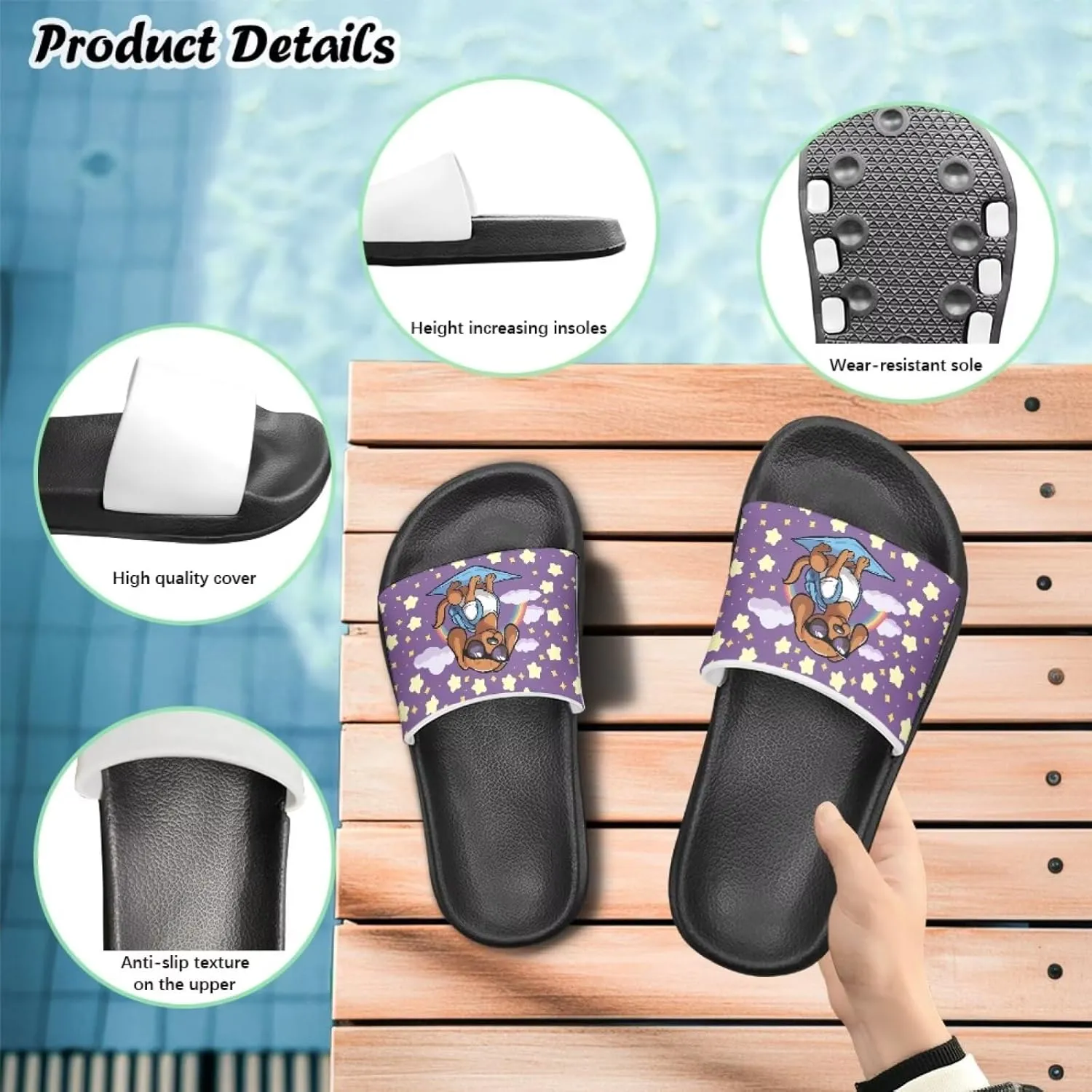 Jeiento Kids Slides for Boy Girl Animal Slippers Summer Beach Pool Water Shoes Non-Slip Novelty Open Toe Sandals