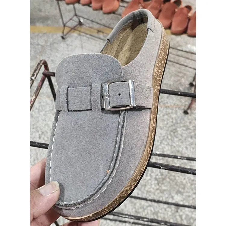 Jenny – Vegan Suede Mules with Buckle