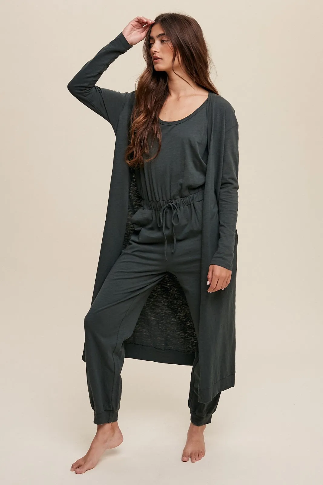 Jogger Jumpsuit & Cardigan Set