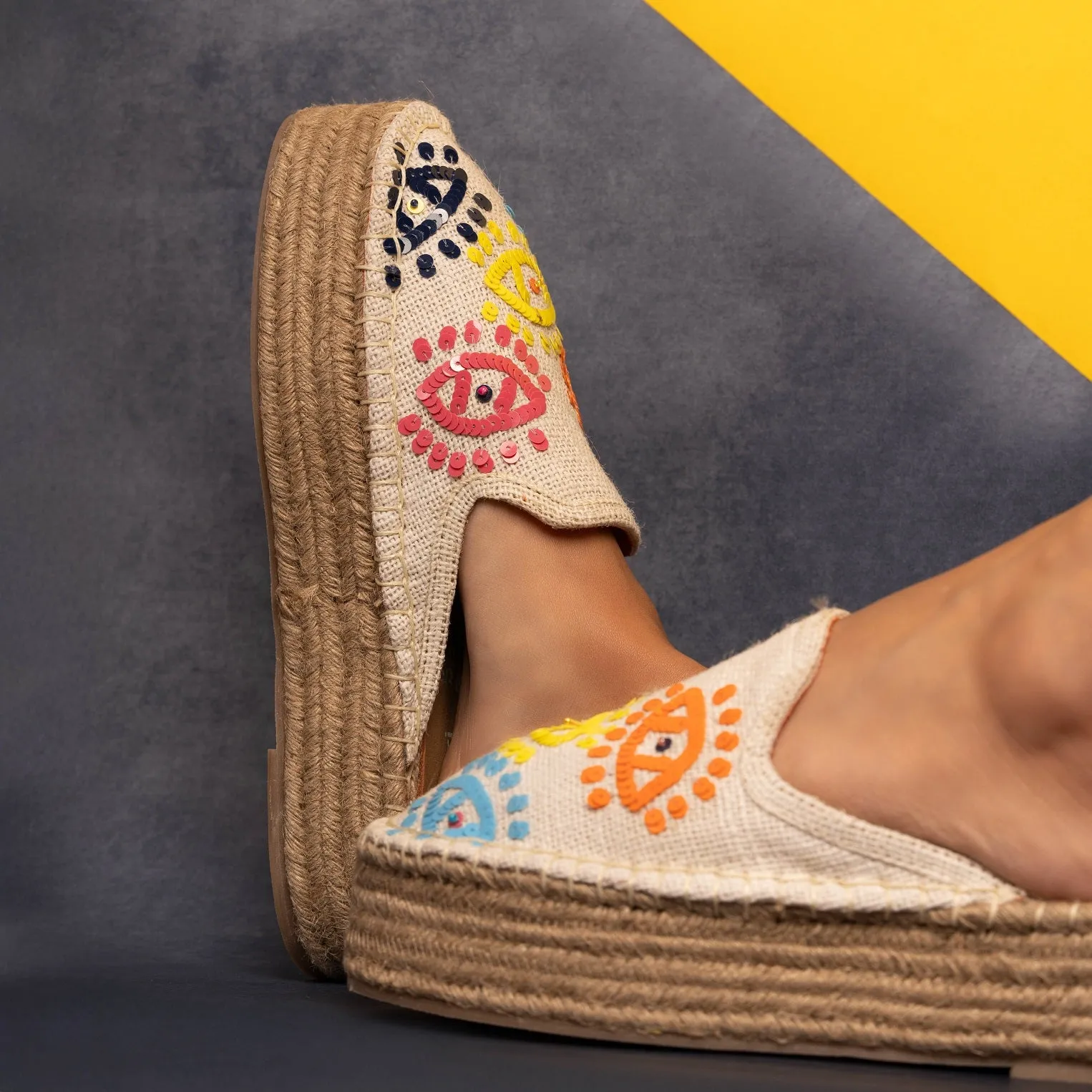 Joie Evil Eye Offwhite Espadrilles Platforms