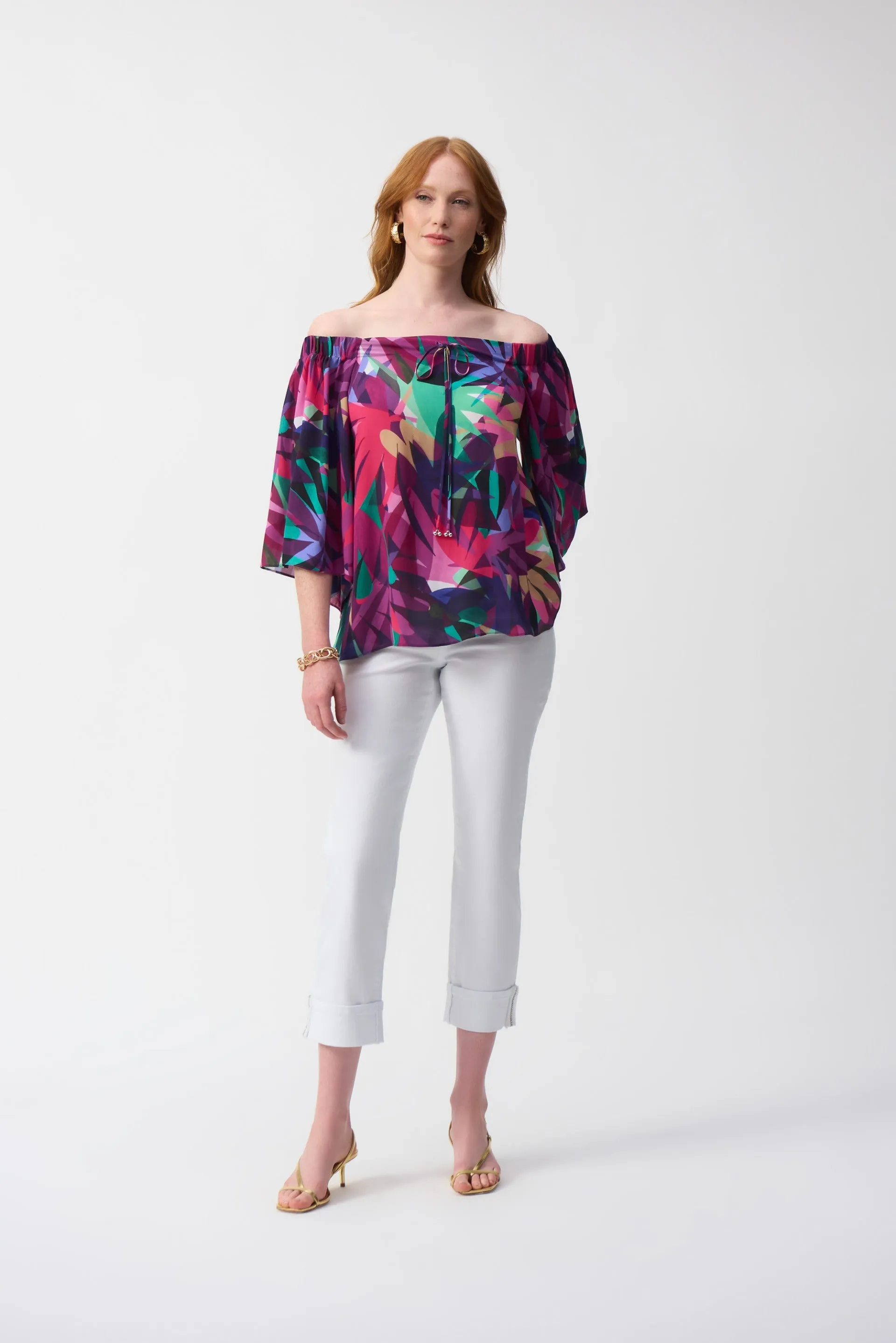 Joseph Ribkoff Multi Tropical Print Boxy Top Style 251179