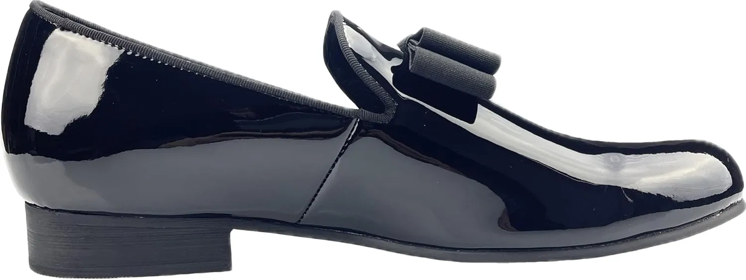 Justar Men's Patent Leather Tuxedo Dress Shoes Slip-on Loafers with Bowtie Wedding Party Prom Shoes for Men