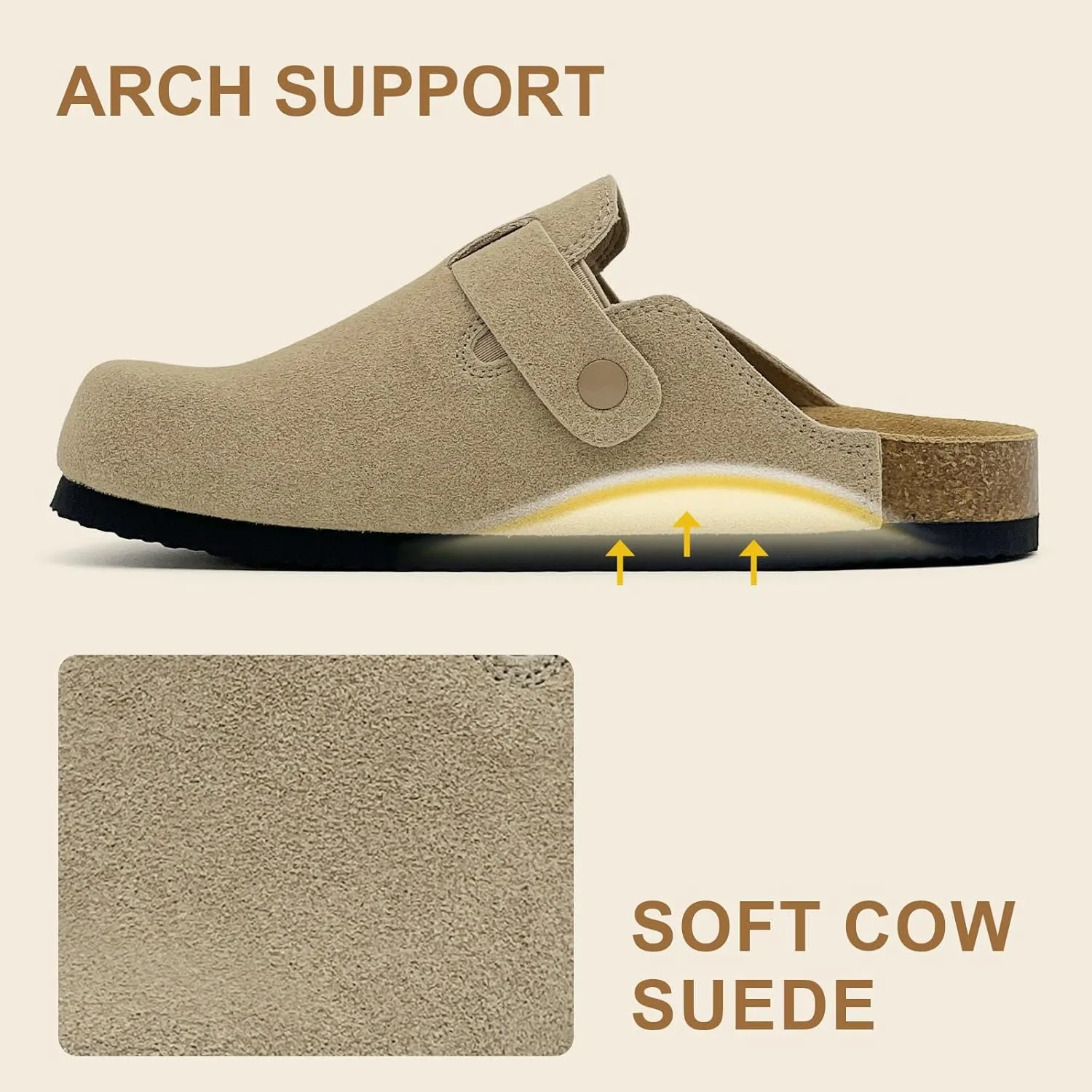 Kids Suede Clogs Boys Girls Sandals Cork Footbed Toddler Slip-on Slippers Indoor Outdoor Cute Sandals Classic Adjustable Buckle