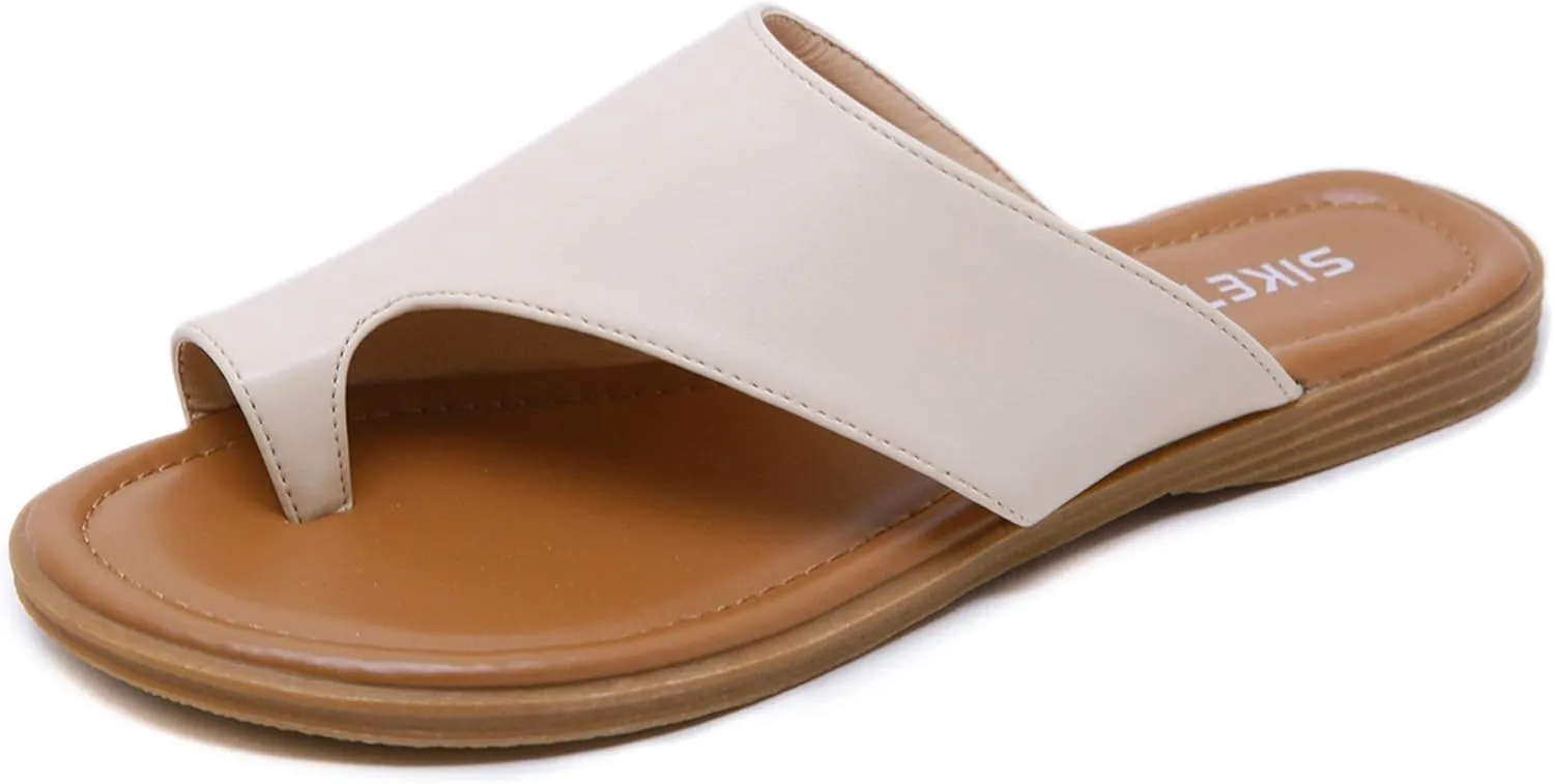 KINOW Bunion Sandals for Women Orthopedic Flat Shoes Toe Ring Slide Flip Flop Slippers