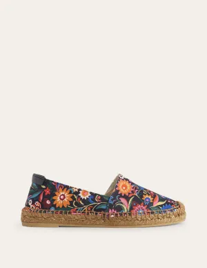 Klassische Espadrilles mit flacher Sohle-Schwarz, Knallige Gardenie