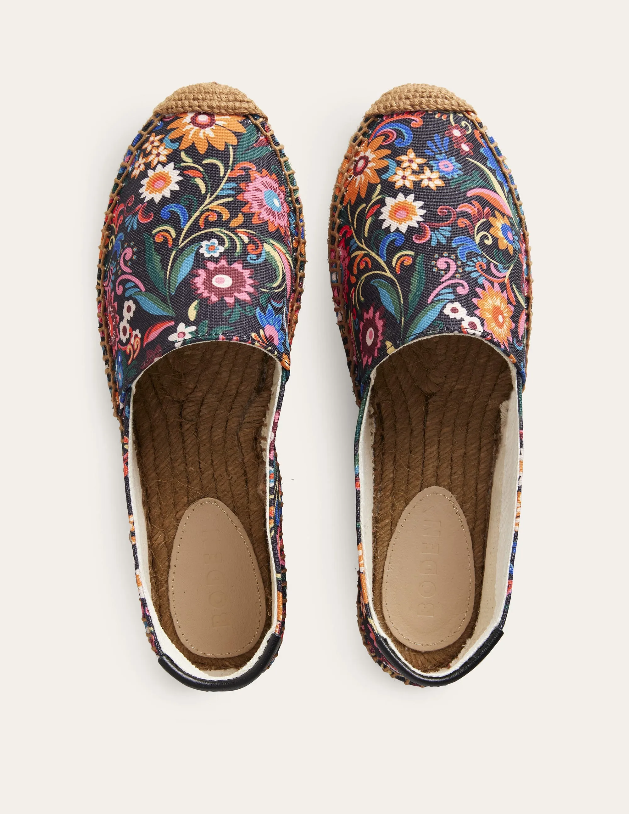 Klassische Espadrilles mit flacher Sohle-Schwarz, Knallige Gardenie