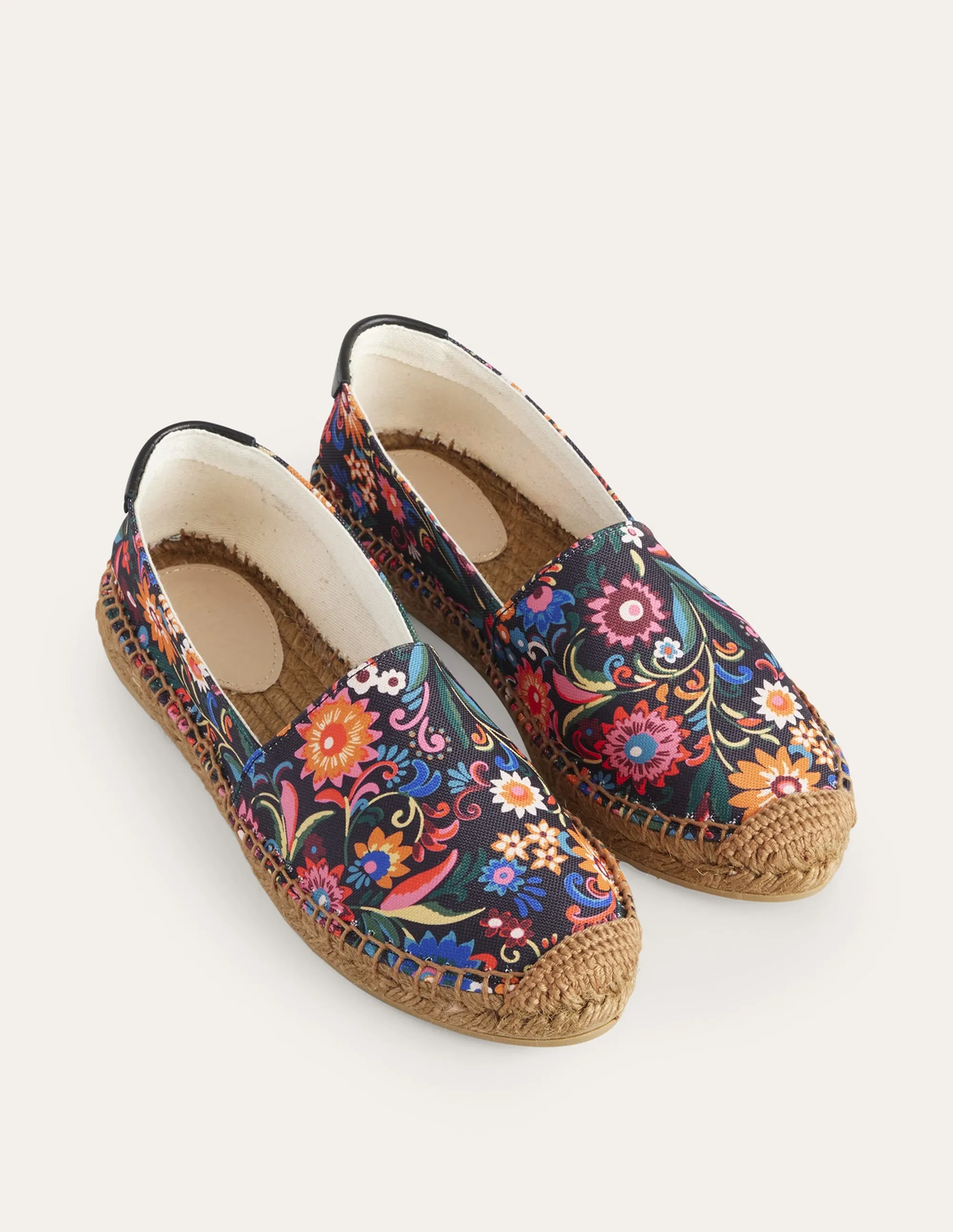 Klassische Espadrilles mit flacher Sohle-Schwarz, Knallige Gardenie