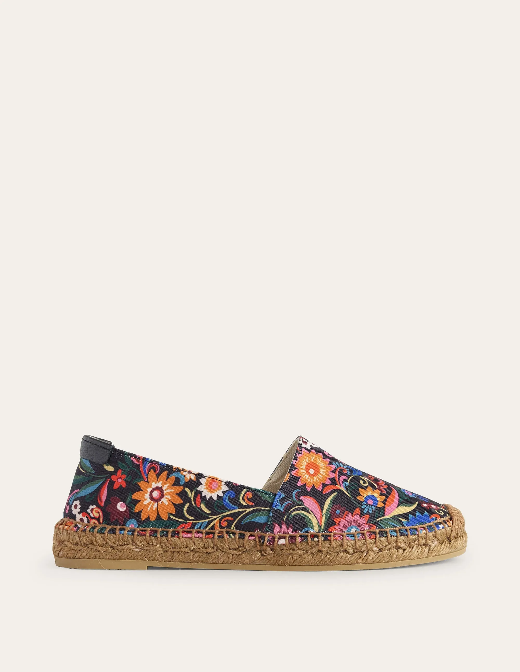 Klassische Espadrilles mit flacher Sohle-Schwarz, Knallige Gardenie