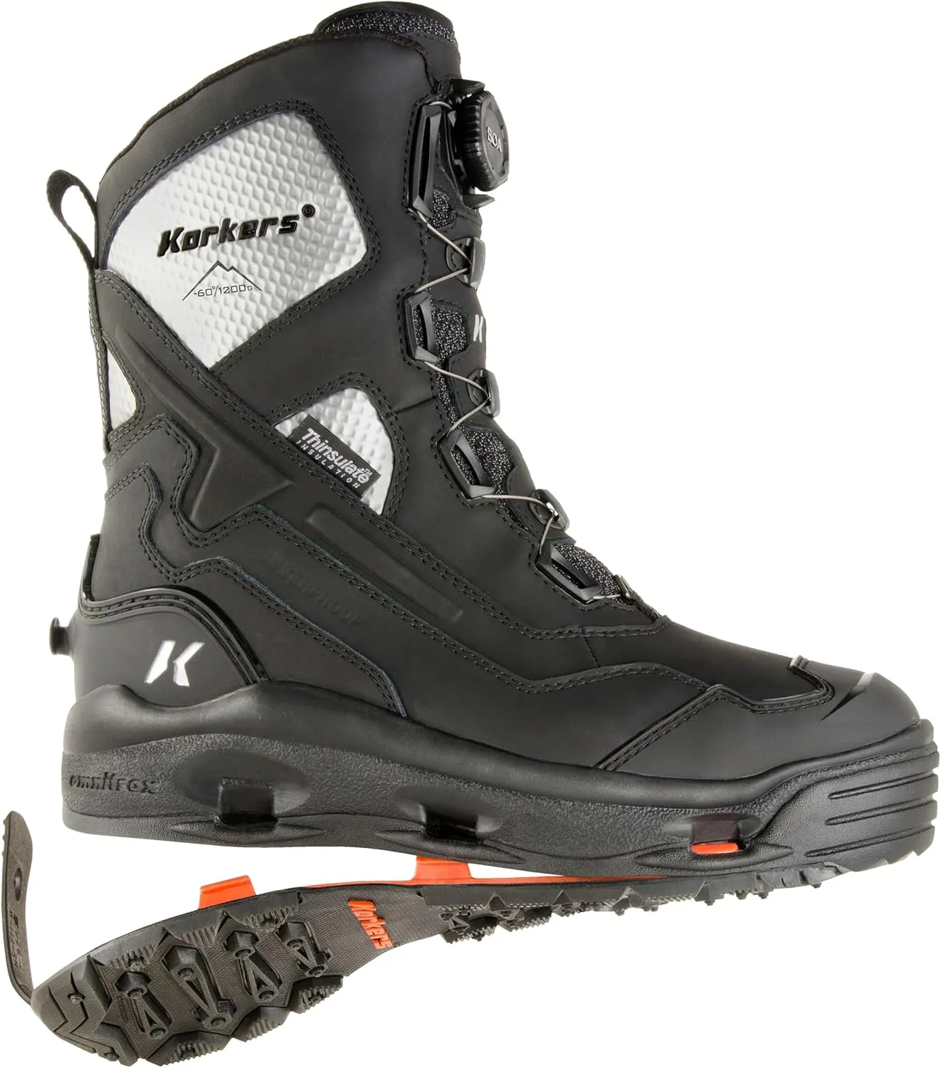 Korkers Men's Polar Vortex 1200 Winter Boots - Insulated and Waterproof - Includes SnowTrac Lug Sole