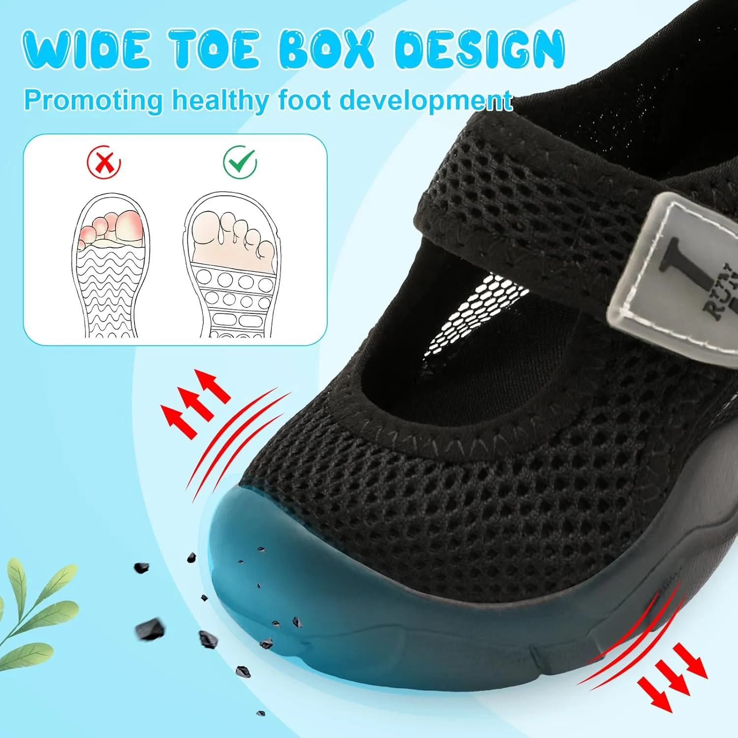 L-RUN Toddler Sandals Summer Boys Girls Adjustable Kids Sandal with Hook Loop Closed-Toe Lightweight Outdoor Sport Sandals
