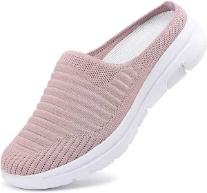 Ladies Lightweight Knitted Mesh Fabric Non-Slip Rubber Soles Garden Shoes Breathable Beach Shoes Clogs Mules Shoes