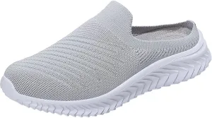 Ladies Lightweight Knitted Mesh Fabric Non-Slip Rubber Soles Garden Shoes Breathable Beach Shoes Clogs Mules Shoes