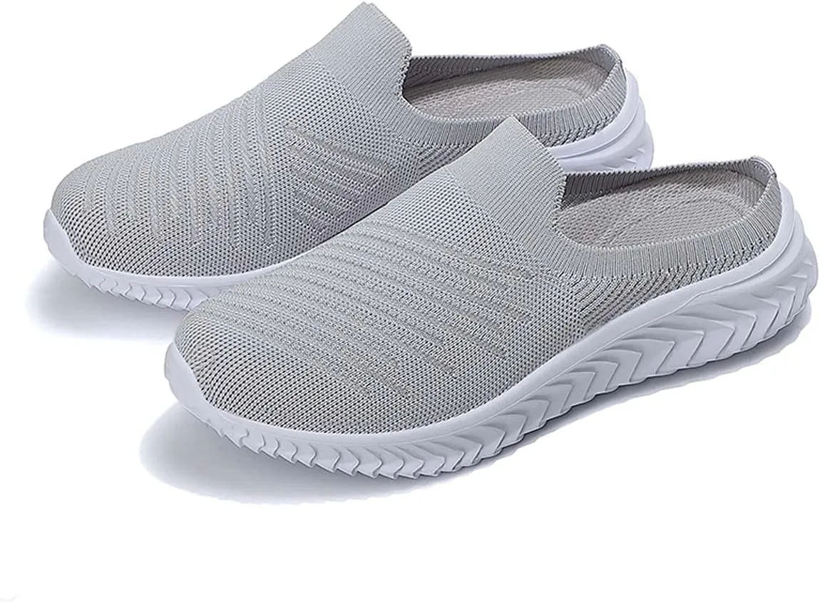 Ladies Lightweight Knitted Mesh Fabric Non-Slip Rubber Soles Garden Shoes Breathable Beach Shoes Clogs Mules Shoes