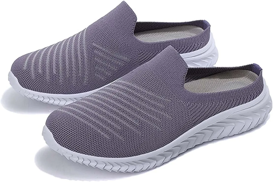 Ladies Lightweight Knitted Mesh Fabric Non-Slip Rubber Soles Garden Shoes Breathable Beach Shoes Clogs Mules Shoes
