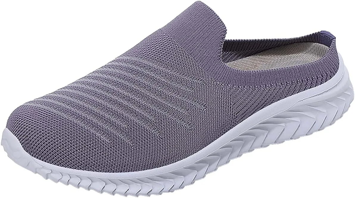 Ladies Lightweight Knitted Mesh Fabric Non-Slip Rubber Soles Garden Shoes Breathable Beach Shoes Clogs Mules Shoes
