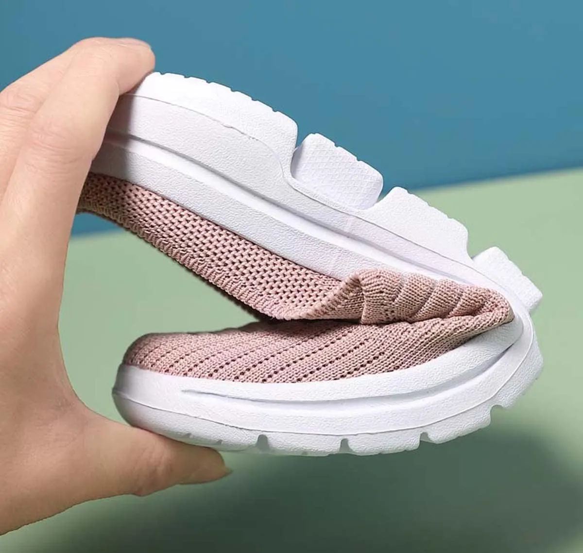 Ladies Lightweight Knitted Mesh Fabric Non-Slip Rubber Soles Garden Shoes Breathable Beach Shoes Clogs Mules Shoes