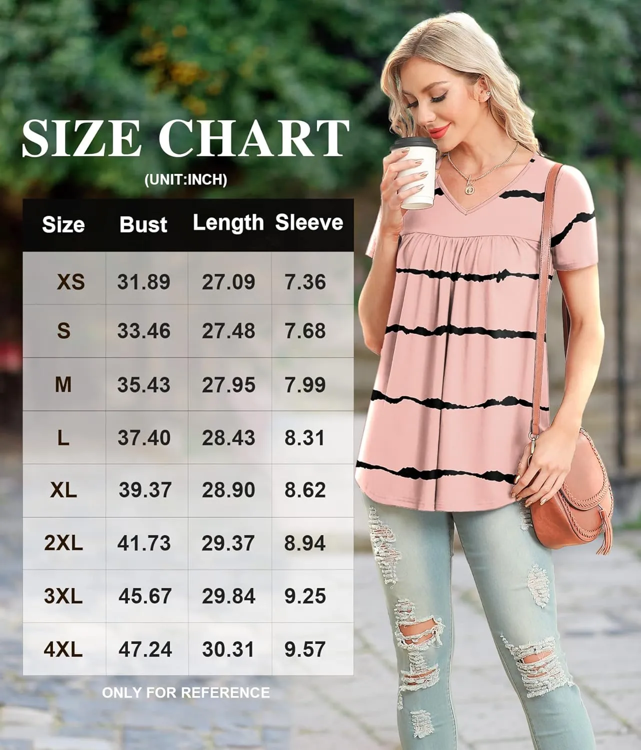 LAOLASI Womens Summer Tunic Tops 2025 V Neck Short Sleeve Shirt Casual Tee Flowy Blouse S-3XL