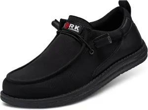 LARNMERN Steel Toe Loafers Women Slip On Canvas Shoes Work Safety Tennis Shoe Lightweight Walking Sneakers(11 Women, Black)