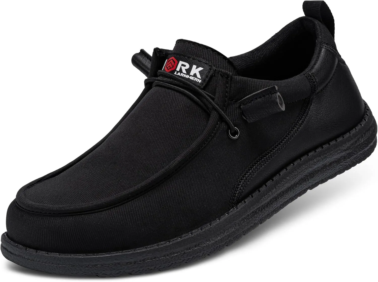 LARNMERN Steel Toe Loafers Women Slip On Canvas Shoes Work Safety Tennis Shoe Lightweight Walking Sneakers(11 Women, Black)
