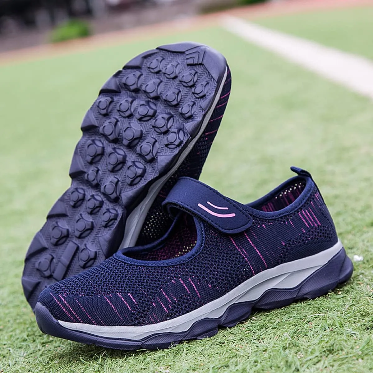 LIBINXIF Women's Walking Shoes Sock Sneakers Slip on Mesh Air Cushion Comfortable Wedge Easy Shoes Platform Loafers