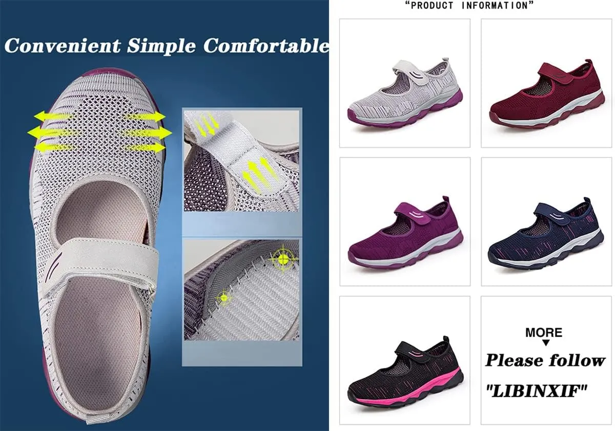LIBINXIF Women's Walking Shoes Sock Sneakers Slip on Mesh Air Cushion Comfortable Wedge Easy Shoes Platform Loafers