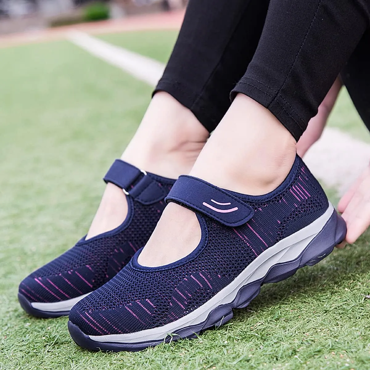 LIBINXIF Women's Walking Shoes Sock Sneakers Slip on Mesh Air Cushion Comfortable Wedge Easy Shoes Platform Loafers
