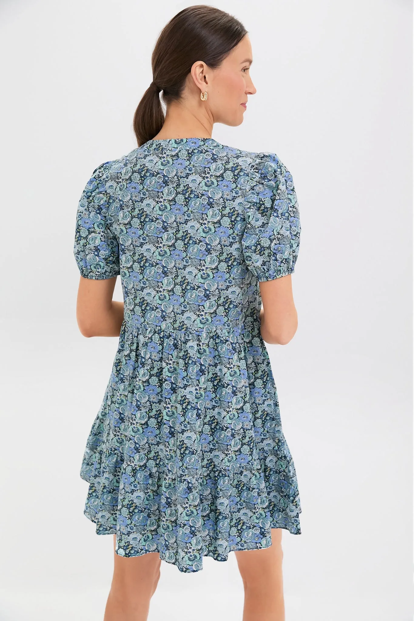 Light Blue Ditsy Floral Zip Front Ellie Mini Dress