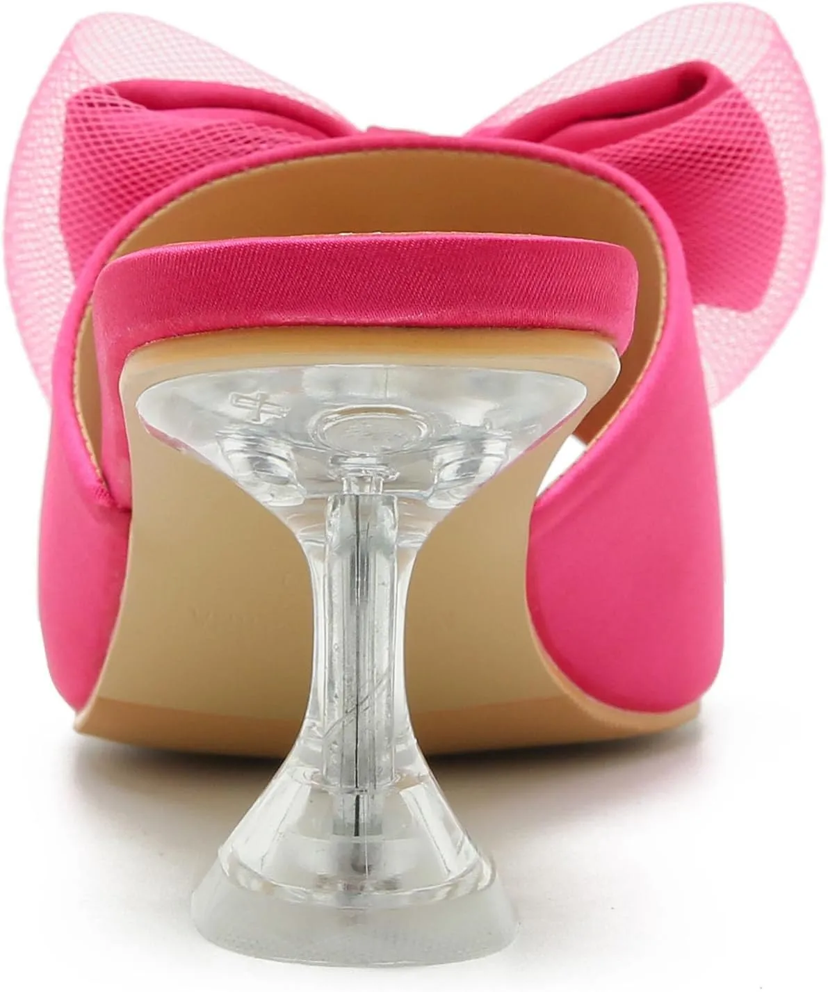 LIURUIJIA Women's Bow Heels Mules Sandals Square Toe Slip On Low Kitten Heels Wedding Bridal Dress Shoes