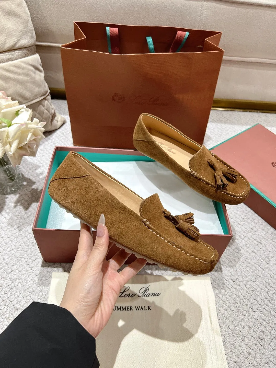 LP Dot sole walk mocassin Copper Brown Suede 215001