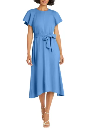 Maggy London Flutter Sleeve Belted Midi Dress