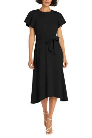 Maggy London Flutter Sleeve Belted Midi Dress