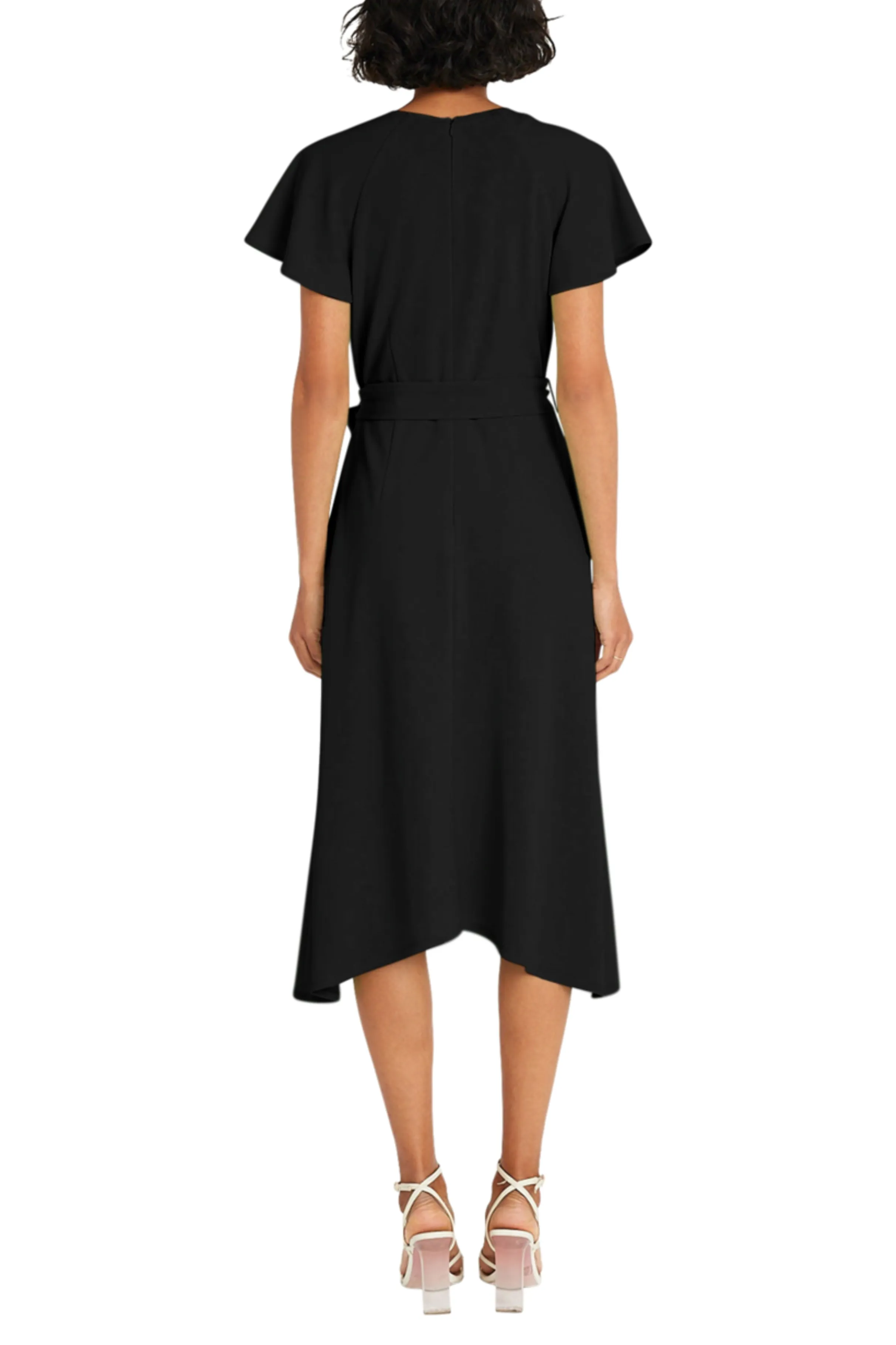 Maggy London Flutter Sleeve Belted Midi Dress