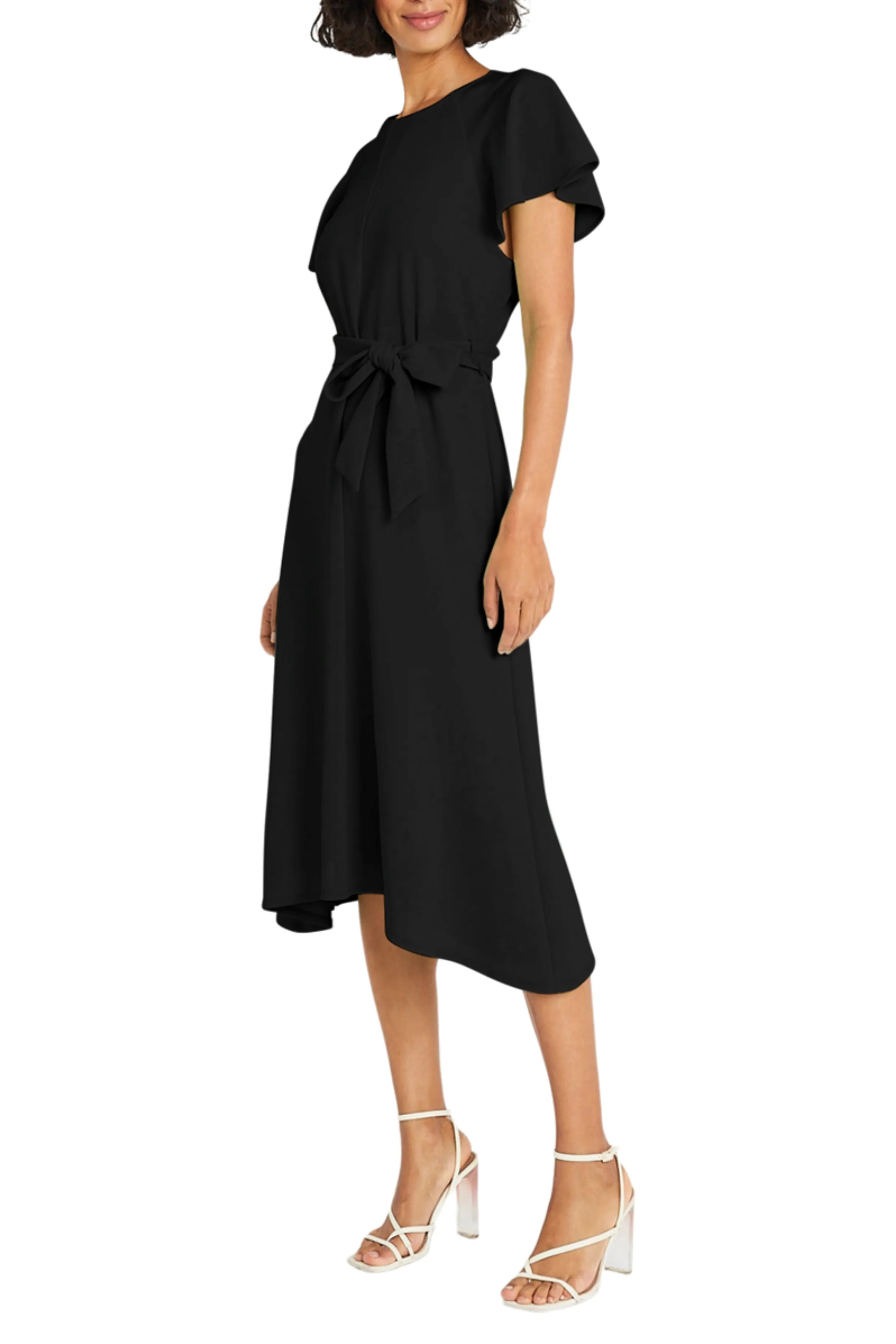 Maggy London Flutter Sleeve Belted Midi Dress