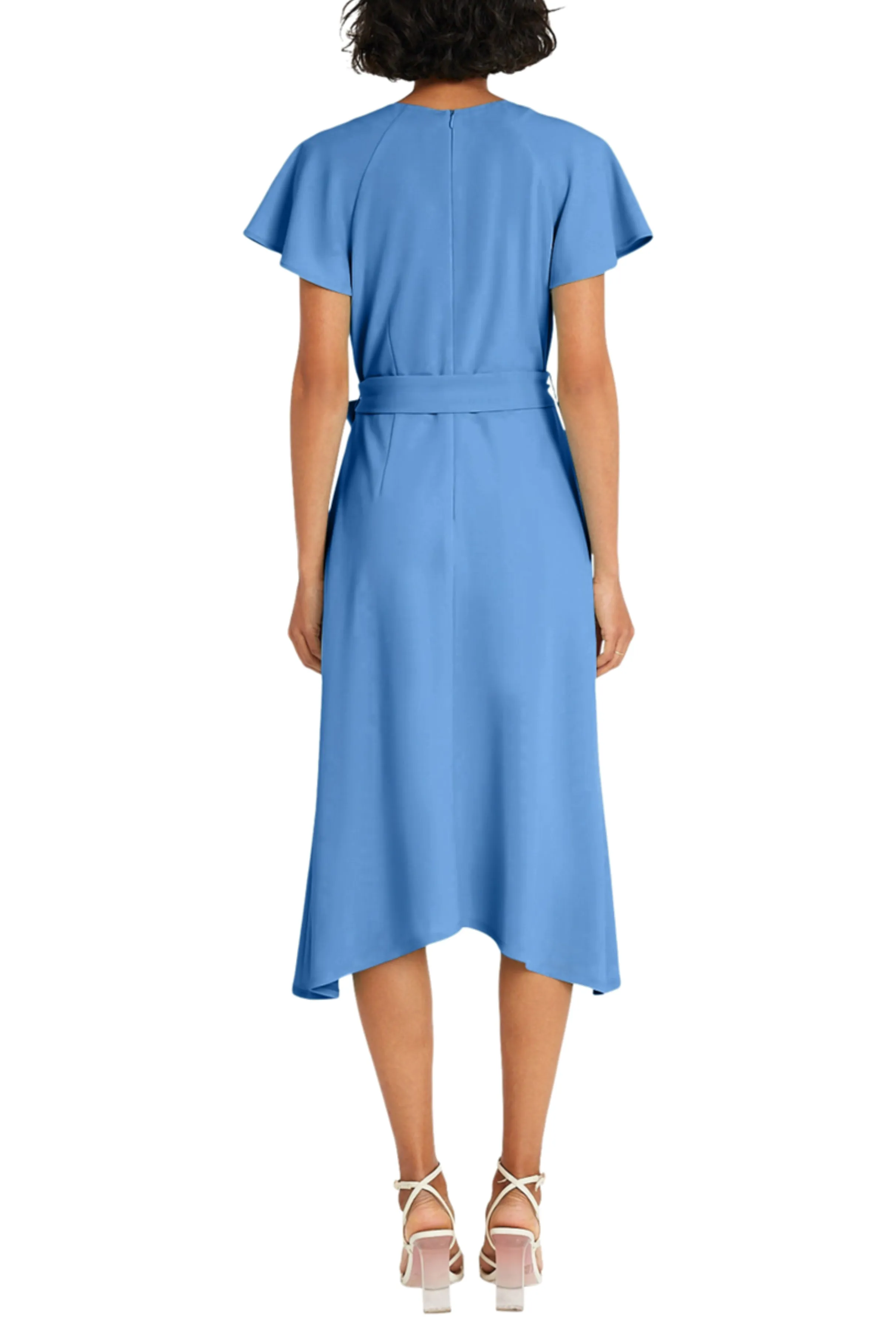 Maggy London Flutter Sleeve Belted Midi Dress