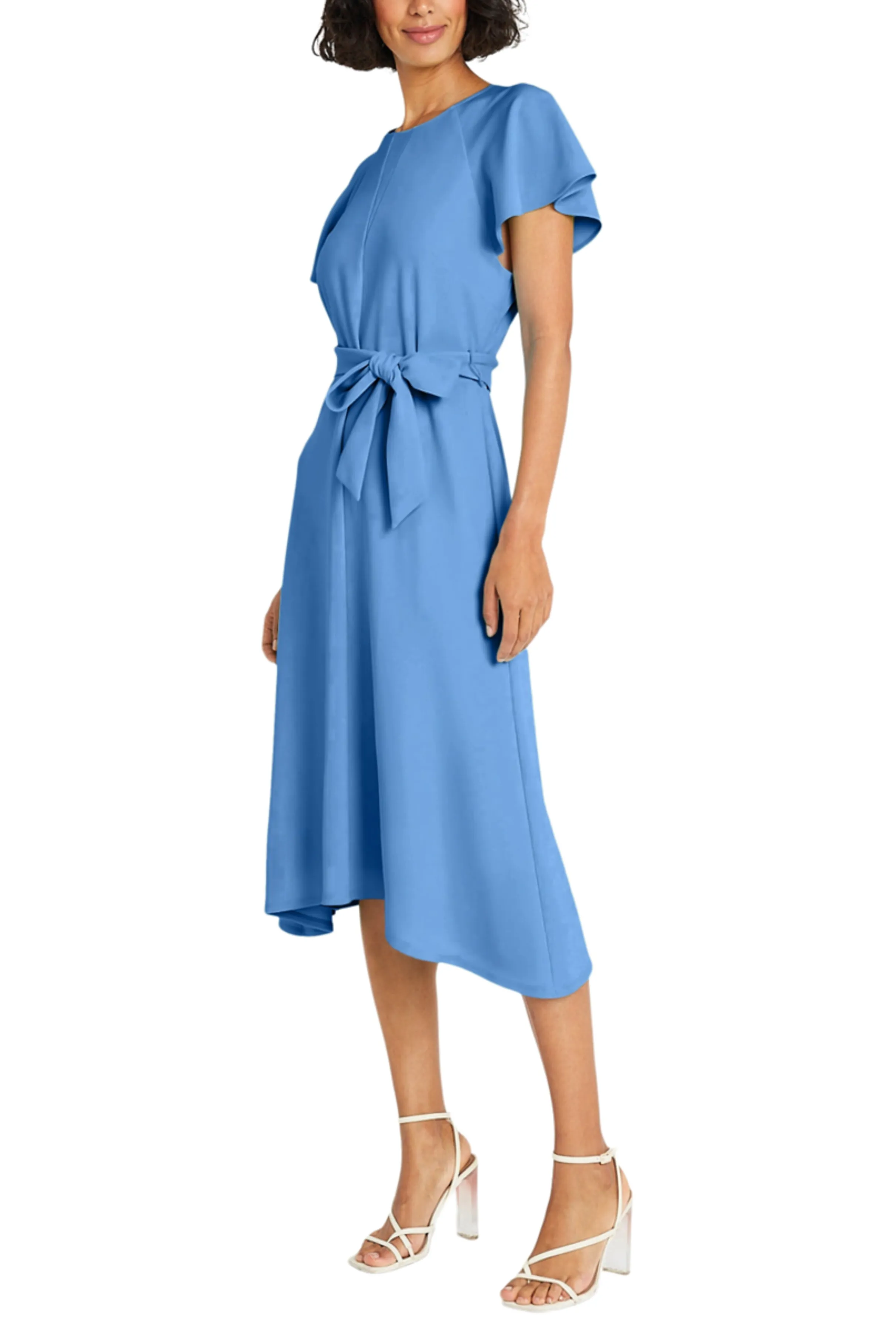 Maggy London Flutter Sleeve Belted Midi Dress