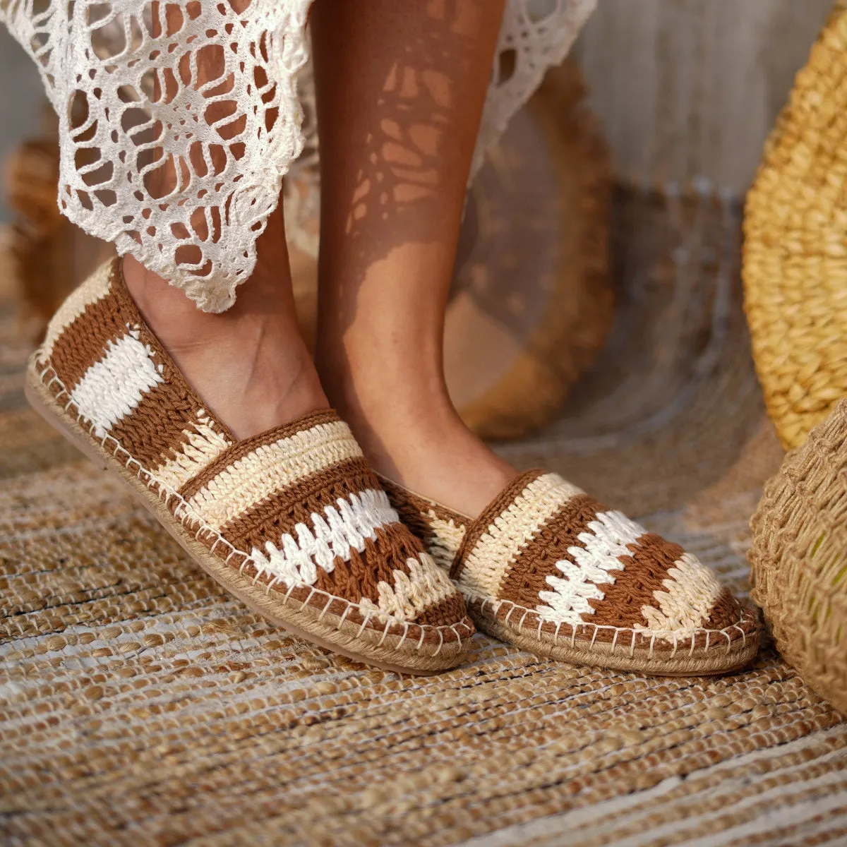 Marrakech Crochet Espadrilles - Beige