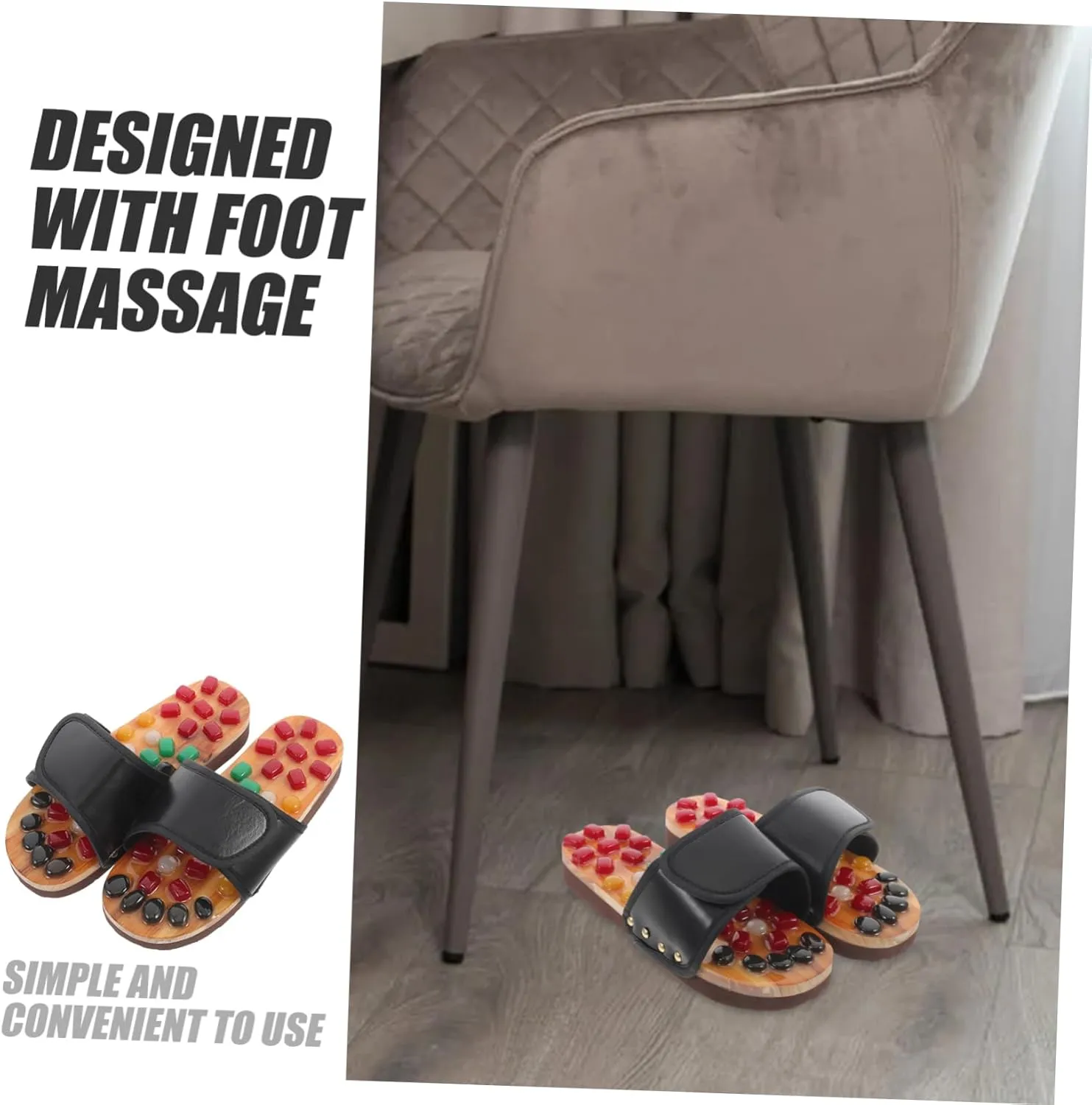 Massage Sandals Women Foot Cobblestone Massage Slippers Natural Jade Foot Spa Size 35-36