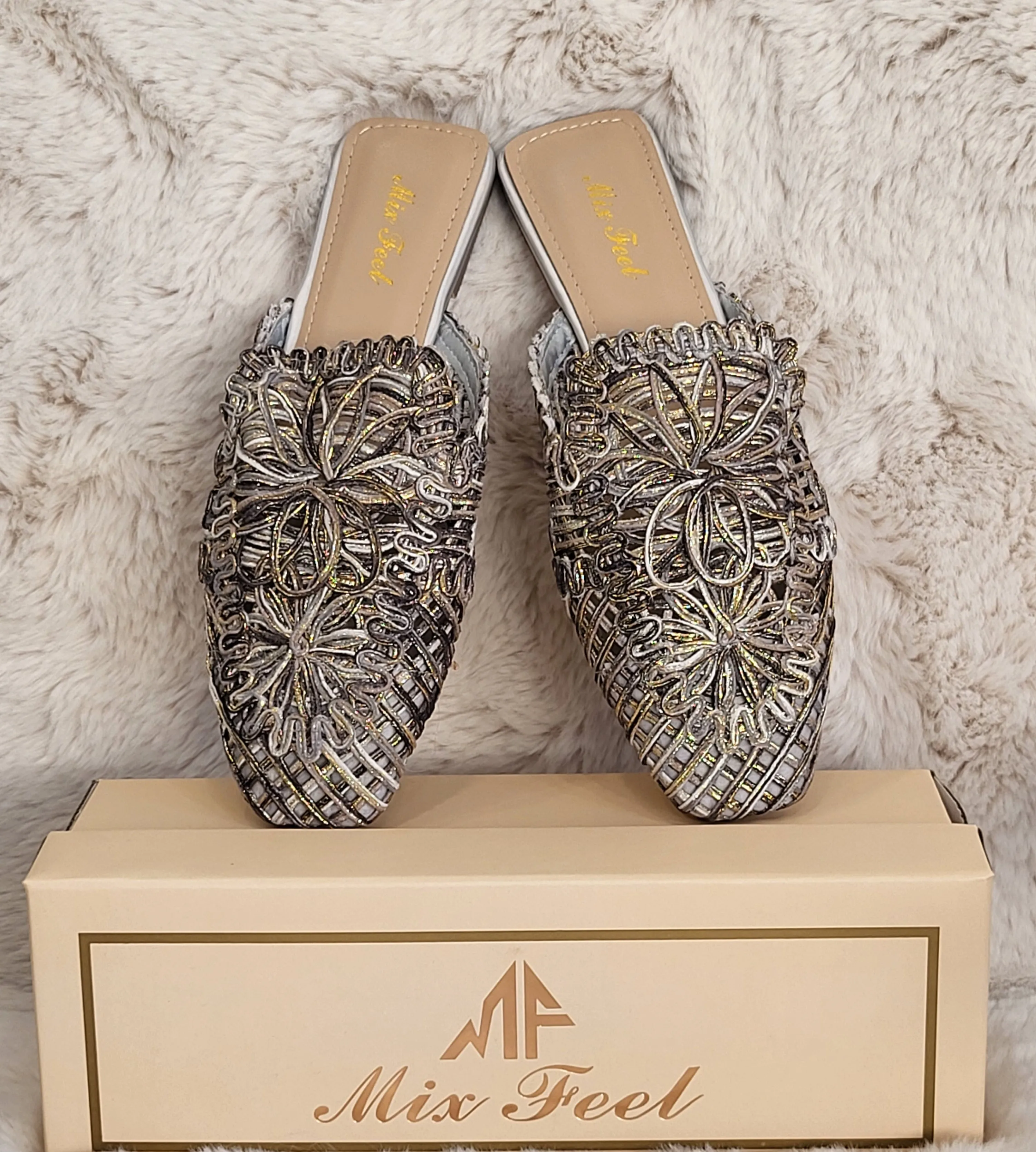 Maxi Embroidered Slip-On Mules