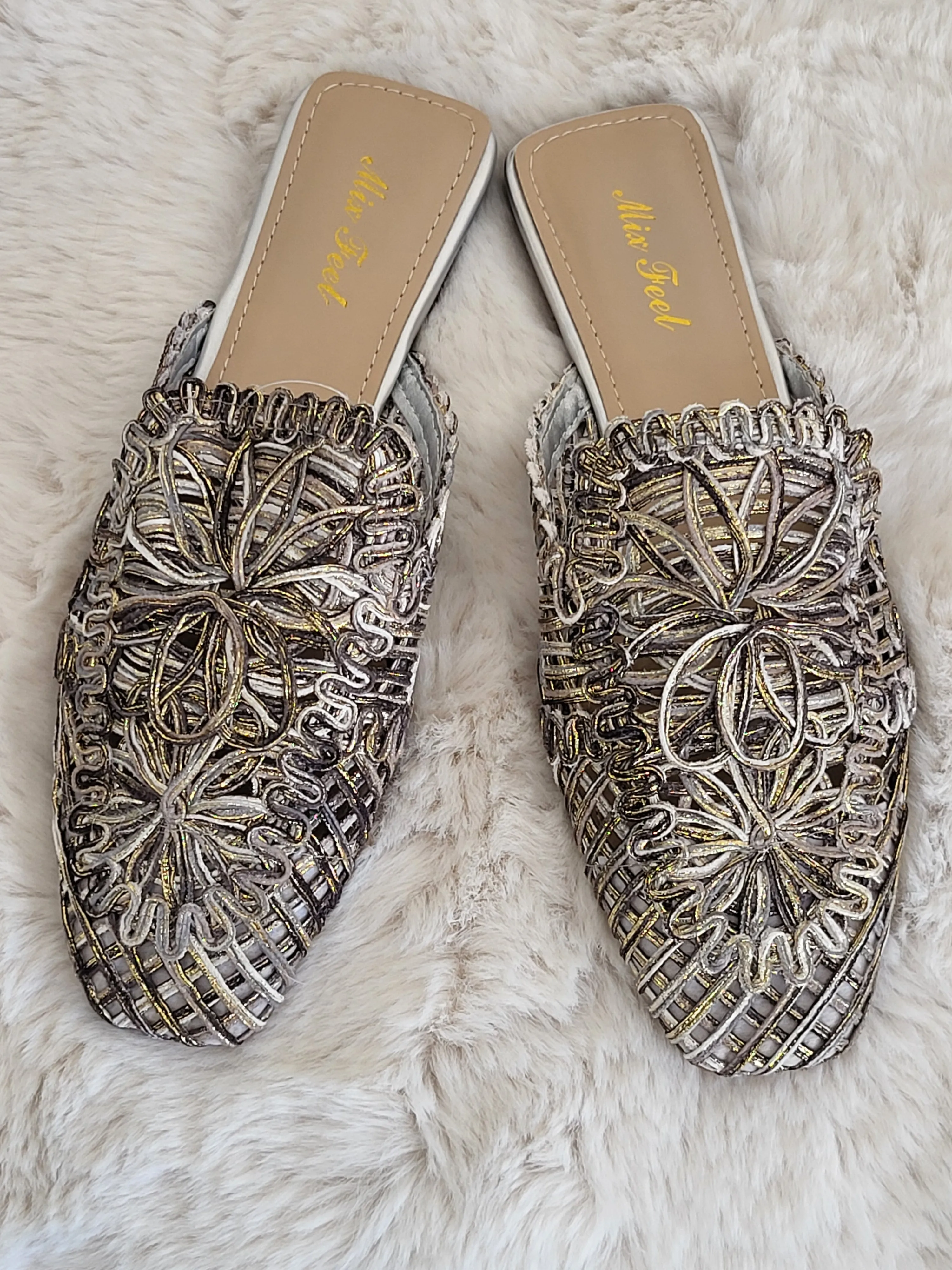 Maxi Embroidered Slip-On Mules