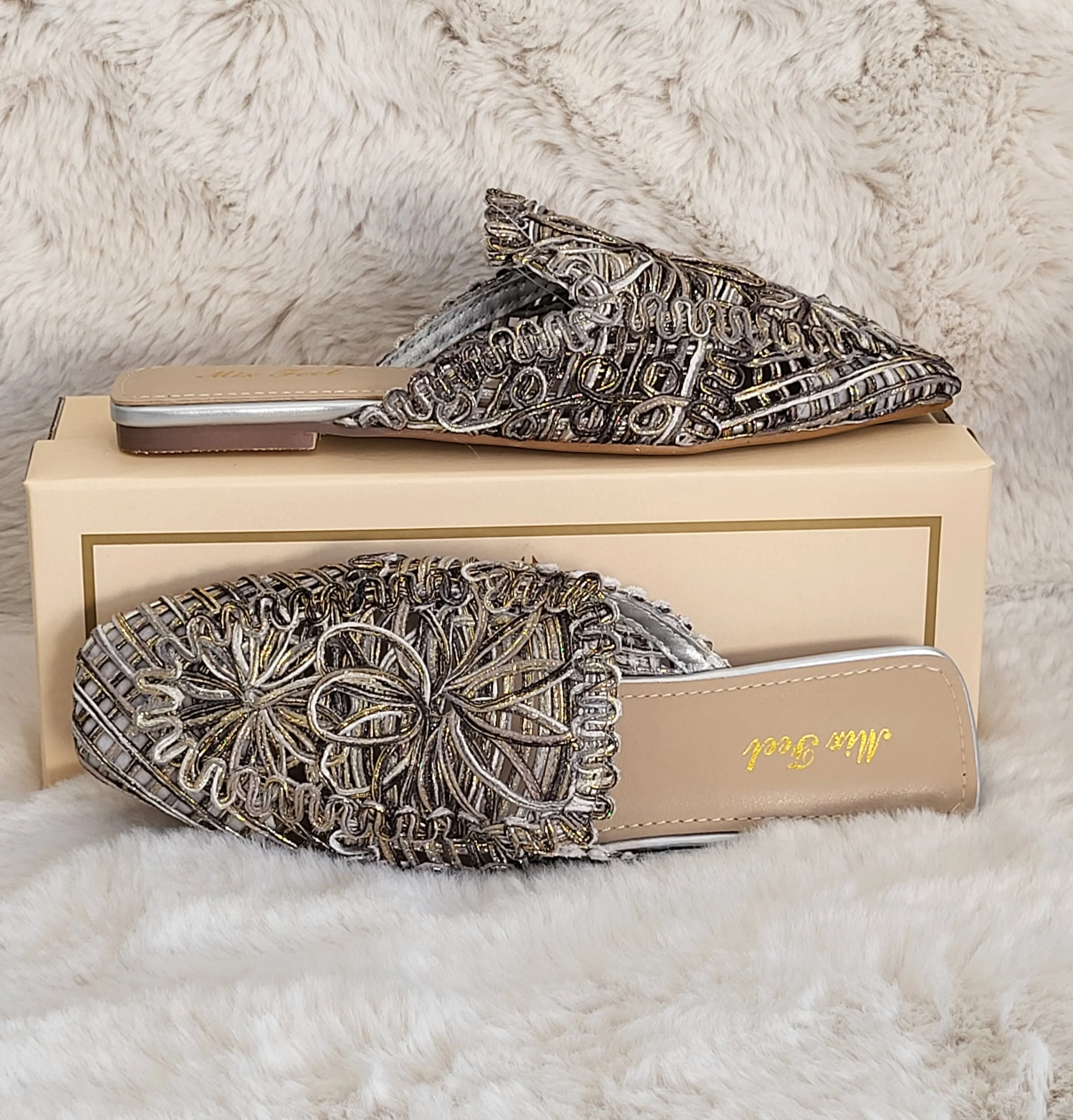 Maxi Embroidered Slip-On Mules