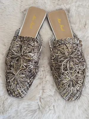 Maxi Embroidered Slip-On Mules