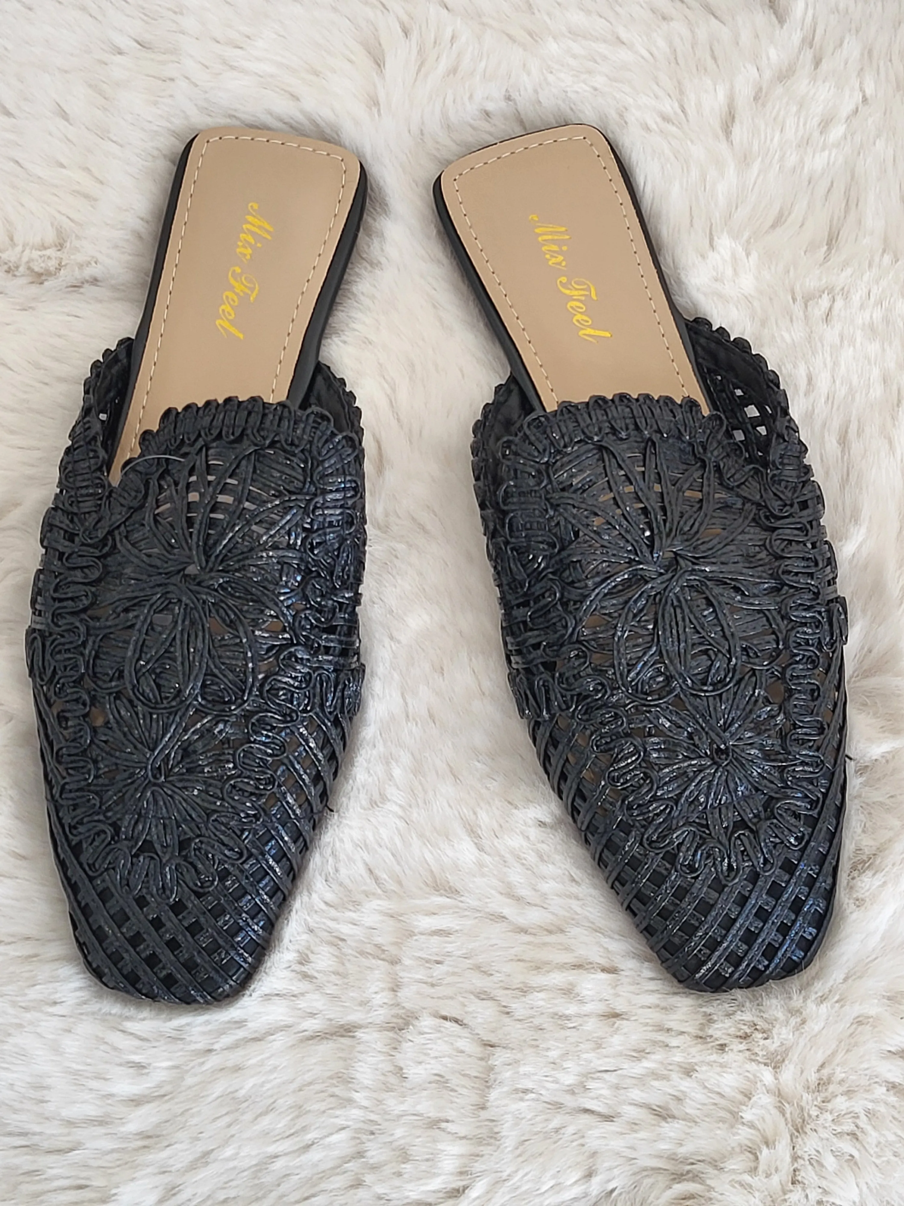 Maxi Embroidered Slip-On Mules