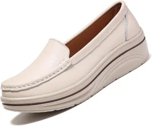 MEBAMY Women's Thick Sole Slip-On Loafers Comfortable Arch Support Casual Thick-Soled Casual Shoes Non-Slip Low-Top Loafers Shoes for Women Black