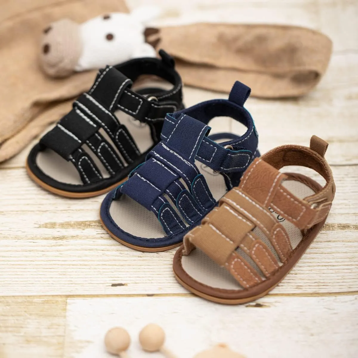 Meckior Baby Infant Boy Girl Sandals Newborn Non-Slip Soft Rubber Sole Sandals for Baby Boys Open-Toe Outdoor Casual Summer First Walkers Shoes