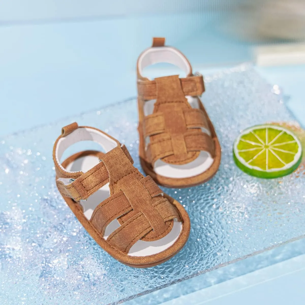 Meckior Baby Infant Boy Girl Sandals Newborn Non-Slip Soft Rubber Sole Sandals for Baby Boys Open-Toe Outdoor Casual Summer First Walkers Shoes