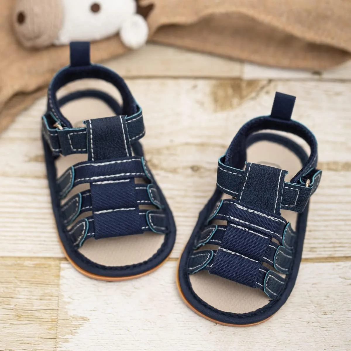 Meckior Baby Infant Boy Girl Sandals Newborn Non-Slip Soft Rubber Sole Sandals for Baby Boys Open-Toe Outdoor Casual Summer First Walkers Shoes