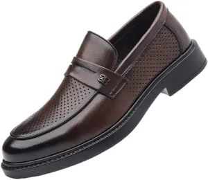 Men Formal Casual Business Wedding Work Loafers Retro Comfortable Leather Dress Shoes Slip On Pointed Toe Derby Dress Shoes for Men