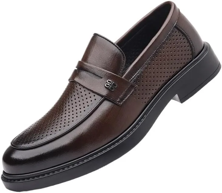 Men Formal Casual Business Wedding Work Loafers Retro Comfortable Leather Dress Shoes Slip On Pointed Toe Derby Dress Shoes for Men